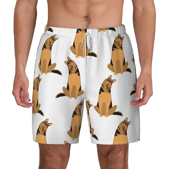 Lsque Mens Swim Trunks German Shepherd Dog Pattern - Bathing Suit Compression Liner - Beach Swim Shorts Swimwear - (S-3XL) - Stretch Quick Dry -Large