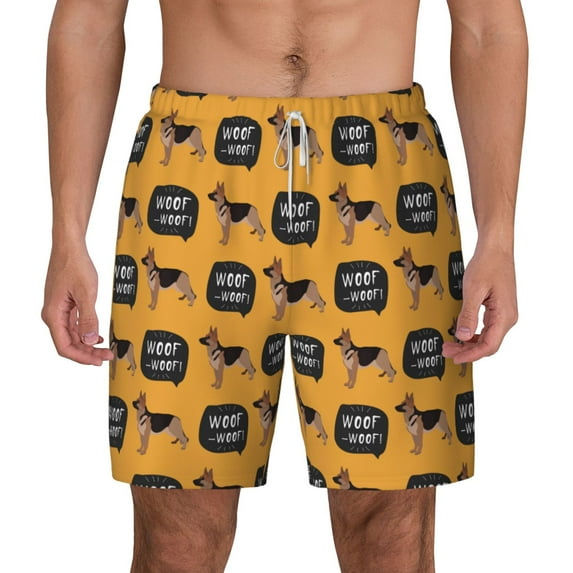 Lsque Mens Swim Trunks German Shepherd Woof Pattern - Bathing Suit Compression Liner - Beach Swim Shorts Swimwear - (S-3XL) - Stretch Quick Dry -X-Large