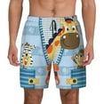 thumbnail image 1 of Lsque Mens Swim Trunks Giraffe Come Out From Zipper Pattern - Bathing Suit Compression Liner - Beach Swim Shorts Swimwear - (S-3XL) - Stretch Quick Dry -Medium, 1 of 9