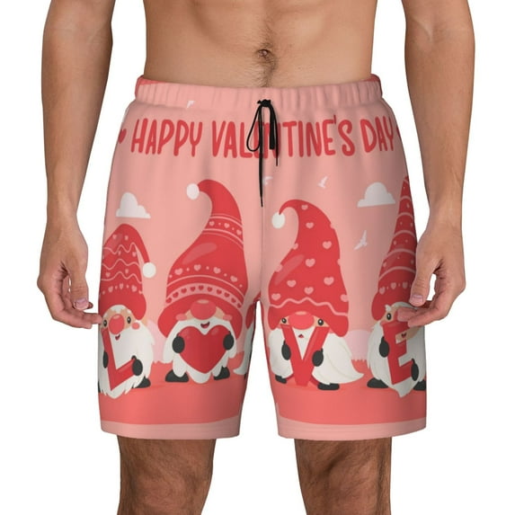 Lsque Mens Swim Trunks Gnomes Hold The Letters LOVE Pattern - Bathing Suit Compression Liner - Beach Swim Shorts Swimwear - (S-3XL) - Stretch Quick Dry -X-Large