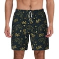 thumbnail image 1 of Lsque Mens Swim Trunks Golden line fox Pattern - Bathing Suit Compression Liner - Beach Swim Shorts Swimwear - (S-3XL) - Stretch Quick Dry -X-Large, 1 of 9