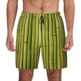 thumbnail image 1 of Lsque Mens Swim Trunks Green Bamboo Fence Pattern - Bathing Suit Compression Liner - Beach Swim Shorts Swimwear - (S-3XL) - Stretch Quick Dry -Small, 1 of 9