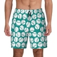 thumbnail image 1 of Lsque Mens Swim Trunks Green Baseball Pattern - Bathing Suit Compression Liner - Beach Swim Shorts Swimwear - (S-3XL) - Stretch Quick Dry -Large, 1 of 9