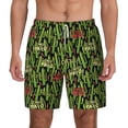 thumbnail image 1 of Lsque Mens Swim Trunks Green Cacti And Red Chili Pattern - Bathing Suit Compression Liner - Beach Swim Shorts Swimwear - (S-3XL) - Stretch Quick Dry -XX-Large, 1 of 9