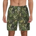 thumbnail image 1 of Lsque Mens Swim Trunks Green Skulls Pattern - Bathing Suit Compression Liner - Beach Swim Shorts Swimwear - (S-3XL) - Stretch Quick Dry -3X-Large, 1 of 9