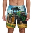 thumbnail image 1 of Lsque Mens Swim Trunks Green Tractor Field Pattern - Bathing Suit Compression Liner - Beach Swim Shorts Swimwear - (S-3XL) - Stretch Quick Dry -3X-Large, 1 of 9