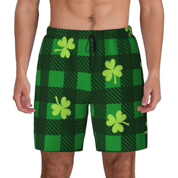 Lsque Mens Swim Trunks Happy St. Patrick's Day5 Pattern - Bathing Suit Compression Liner - Beach Swim Shorts Swimwear - (S-3XL) - Stretch Quick Dry -Medium
