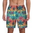 thumbnail image 1 of Lsque Mens Swim Trunks Hawaii Palms Pattern - Bathing Suit Compression Liner - Beach Swim Shorts Swimwear - (S-3XL) - Stretch Quick Dry -3X-Large, 1 of 9