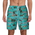 thumbnail image 1 of Lsque Mens Swim Trunks Hawaii Palms Pattern - Bathing Suit Compression Liner - Beach Swim Shorts Swimwear - (S-3XL) - Stretch Quick Dry -Large, 1 of 9