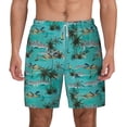 thumbnail image 1 of Lsque Mens Swim Trunks Hawaii Palms Pattern - Bathing Suit Compression Liner - Beach Swim Shorts Swimwear - (S-3XL) - Stretch Quick Dry -Small, 1 of 9