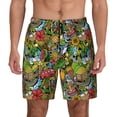 thumbnail image 1 of Lsque Mens Swim Trunks Hawaiian Culture Symbols 1 Pattern - Bathing Suit Compression Liner - Beach Swim Shorts Swimwear - (S-3XL) - Stretch Quick Dry -, 1 of 9