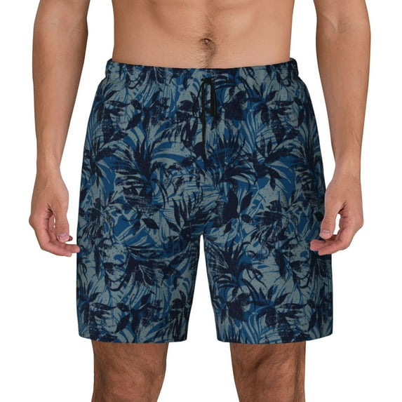 Lsque Mens Swim Trunks Hawaiian Style Pattern - Bathing Suit Compression Liner - Beach Swim Shorts Swimwear - (S-3XL) - Stretch Quick Dry -X-Large
