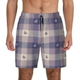 thumbnail image 1 of Lsque Mens Swim Trunks Heart Check Plaid Pattern - Bathing Suit Compression Liner - Beach Swim Shorts Swimwear - (S-3XL) - Stretch Quick Dry -Large, 1 of 9