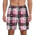 thumbnail image 1 of Lsque Mens Swim Trunks Heart Plaid Pattern - Bathing Suit Compression Liner - Beach Swim Shorts Swimwear - (S-3XL) - Stretch Quick Dry -X-Large, 1 of 9