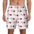 thumbnail image 1 of Lsque Mens Swim Trunks Heartbeat Symbol Pattern - Bathing Suit Compression Liner - Beach Swim Shorts Swimwear - (S-3XL) - Stretch Quick Dry -X-Large, 1 of 9