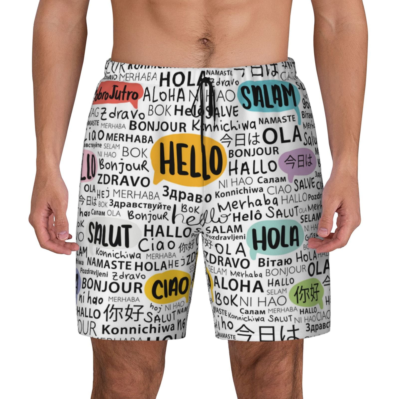 American Sign Language I Love You Men's Swim Trunks - ASL Hand Sign Swimwear Briefs