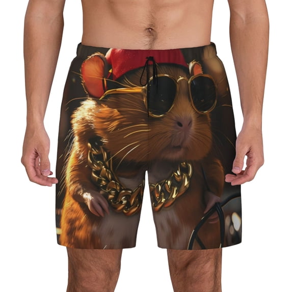 Lsque Mens Swim Trunks Hip-Hop Guinea Pig. Pattern - Bathing Suit Compression Liner - Beach Swim Shorts Swimwear - (S-3XL) - Stretch Quick Dry -Medium