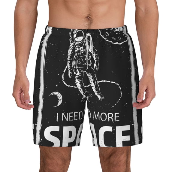Lsque Mens Swim Trunks I Need More Space Pattern - Bathing Suit Compression Liner - Beach Swim Shorts Swimwear - (S-3XL) - Stretch Quick Dry -XX-Large