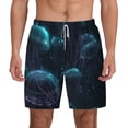 thumbnail image 1 of Lsque Mens Swim Trunks Ice blue light spot jellyfish Pattern - Bathing Suit Compression Liner - Beach Swim Shorts Swimwear - (S-3XL) - Stretch Quick Dry -3X-Large, 1 of 9