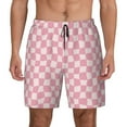 thumbnail image 1 of Lsque Mens Swim Trunks Irregular Plaid Pattern - Bathing Suit Compression Liner - Beach Swim Shorts Swimwear - (S-3XL) - Stretch Quick Dry -Large, 1 of 9