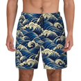 thumbnail image 1 of Lsque Mens Swim Trunks Japanese Water Wave Pattern - Bathing Suit Compression Liner - Beach Swim Shorts Swimwear - (S-3XL) - Stretch Quick Dry -X-Large, 1 of 9