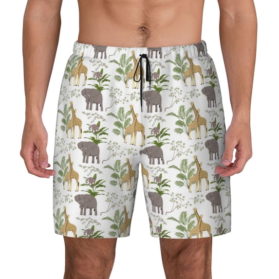 Lsque Mens Swim Trunks Jungle Animal Pattern - Bathing Suit Compression Liner - Beach Swim Shorts Swimwear - (S-3XL) - Stretch Quick Dry -3X-Large