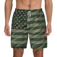 thumbnail image 1 of Lsque Mens Swim Trunks Jungle Green Camo USA Flag Pattern - Bathing Suit Compression Liner - Beach Swim Shorts Swimwear - (S-3XL) - Stretch Quick Dry -XX-Large, 1 of 9