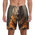 thumbnail image 1 of Lsque Mens Swim Trunks Jungle Meditating Lion Pattern - Bathing Suit Compression Liner - Beach Swim Shorts Swimwear - (S-3XL) - Stretch Quick Dry -Large, 1 of 9