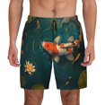 thumbnail image 1 of Lsque Mens Swim Trunks Koi Pond Lilies Pattern - Bathing Suit Compression Liner - Beach Swim Shorts Swimwear - (S-3XL) - Stretch Quick Dry -Small, 1 of 9