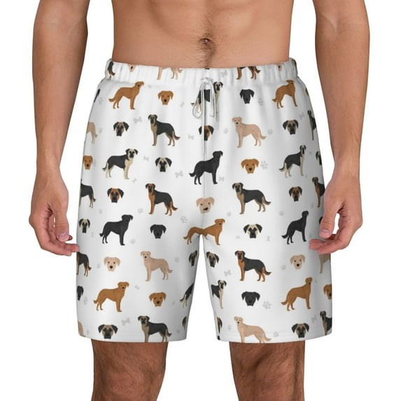 Lsque Mens Swim Trunks Labrador Retriever Dog Pattern - Bathing Suit Compression Liner - Beach Swim Shorts Swimwear - (S-3XL) - Stretch Quick Dry -Small