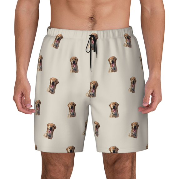Lsque Mens Swim Trunks Labrador Retriever Dog Pattern - Bathing Suit Compression Liner - Beach Swim Shorts Swimwear - (S-3XL) - Stretch Quick Dry -Medium