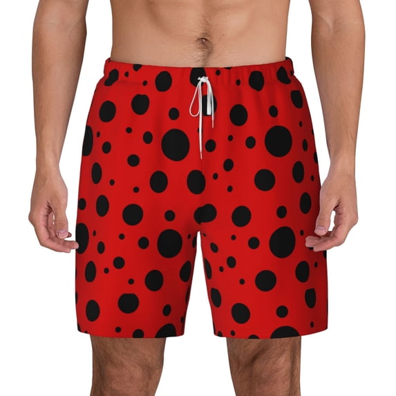 Lsque Mens Swim Trunks Ladybug Pattern Pattern - Bathing Suit Compression Liner - Beach Swim Shorts Swimwear - (S-3XL) - Stretch Quick Dry -3X-Large