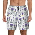 thumbnail image 1 of Lsque Mens Swim Trunks Lavender Bicycle Pattern - Bathing Suit Compression Liner - Beach Swim Shorts Swimwear - (S-3XL) - Stretch Quick Dry -3X-Large, 1 of 9
