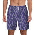 thumbnail image 1 of Lsque Mens Swim Trunks Lavender Flowers Pattern - Bathing Suit Compression Liner - Beach Swim Shorts Swimwear - (S-3XL) - Stretch Quick Dry -XX-Large, 1 of 9