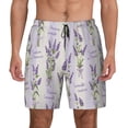 thumbnail image 1 of Lsque Mens Swim Trunks Lavender Flowers Pattern - Bathing Suit Compression Liner - Beach Swim Shorts Swimwear - (S-3XL) - Stretch Quick Dry -XX-Large, 1 of 9