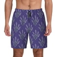 thumbnail image 1 of Lsque Mens Swim Trunks Lavender Flowers Pattern - Bathing Suit Compression Liner - Beach Swim Shorts Swimwear - (S-3XL) - Stretch Quick Dry -Small, 1 of 9