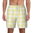thumbnail image 1 of Lsque Mens Swim Trunks Lemon Yellow Checkboard Pattern - Bathing Suit Compression Liner - Beach Swim Shorts Swimwear - (S-3XL) - Stretch Quick Dry -Medium, 1 of 9