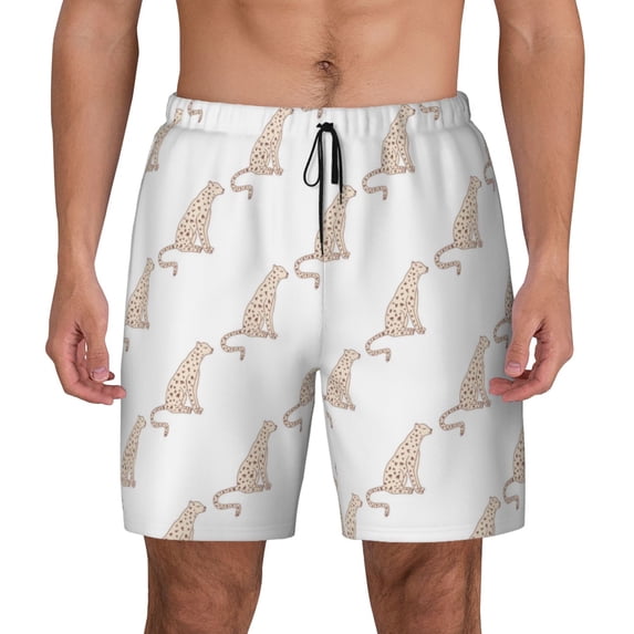 Lsque Mens Swim Trunks Leopard Print Pattern - Bathing Suit Compression Liner - Beach Swim Shorts Swimwear - (S-3XL) - Stretch Quick Dry -XX-Large
