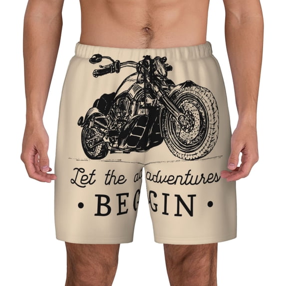 Lsque Mens Swim Trunks Let The Adventure Begin Pattern - Bathing Suit Compression Liner - Beach Swim Shorts Swimwear - (S-3XL) - Stretch Quick Dry -X-Large