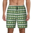 thumbnail image 1 of Lsque Mens Swim Trunks Light Green Squares Pattern - Bathing Suit Compression Liner - Beach Swim Shorts Swimwear - (S-3XL) - Stretch Quick Dry -3X-Large, 1 of 9