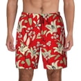 thumbnail image 1 of Lsque Mens Swim Trunks Lilies Flowers Pattern - Bathing Suit Compression Liner - Beach Swim Shorts Swimwear - (S-3XL) - Stretch Quick Dry -X-Large, 1 of 9