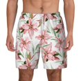 thumbnail image 1 of Lsque Mens Swim Trunks Lilies Flowers Pattern - Bathing Suit Compression Liner - Beach Swim Shorts Swimwear - (S-3XL) - Stretch Quick Dry -X-Large, 1 of 9