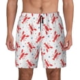 thumbnail image 1 of Lsque Mens Swim Trunks Lobsters And Sea Stars Pattern - Bathing Suit Compression Liner - Beach Swim Shorts Swimwear - (S-3XL) - Stretch Quick Dry -X-Large, 1 of 9