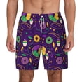 thumbnail image 1 of Lsque Mens Swim Trunks Mardi Gras and Donuts Pattern - Bathing Suit Compression Liner - Beach Swim Shorts Swimwear - (S-3XL) - Stretch Quick Dry -X-Large, 1 of 9