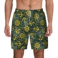 thumbnail image 1 of Lsque Mens Swim Trunks Marine Anchors And Compass Pattern - Bathing Suit Compression Liner - Beach Swim Shorts Swimwear - (S-3XL) - Stretch Quick Dry -Large, 1 of 9