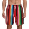 thumbnail image 1 of Lsque Mens Swim Trunks Mexican Serape Blanket Stripes Pattern - Bathing Suit Compression Liner - Beach Swim Shorts Swimwear - (S-3XL) - Stretch Quick Dry -X-Large, 1 of 9