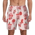 thumbnail image 1 of Lsque Mens Swim Trunks Milk Tea Pattern - Bathing Suit Compression Liner - Beach Swim Shorts Swimwear - (S-3XL) - Stretch Quick Dry -Small, 1 of 9