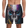 thumbnail image 1 of Lsque Mens Swim Trunks Modern Abstract Colorful Skull Pattern - Bathing Suit Compression Liner - Beach Swim Shorts Swimwear - (S-3XL) - Stretch Quick Dry -Small, 1 of 9