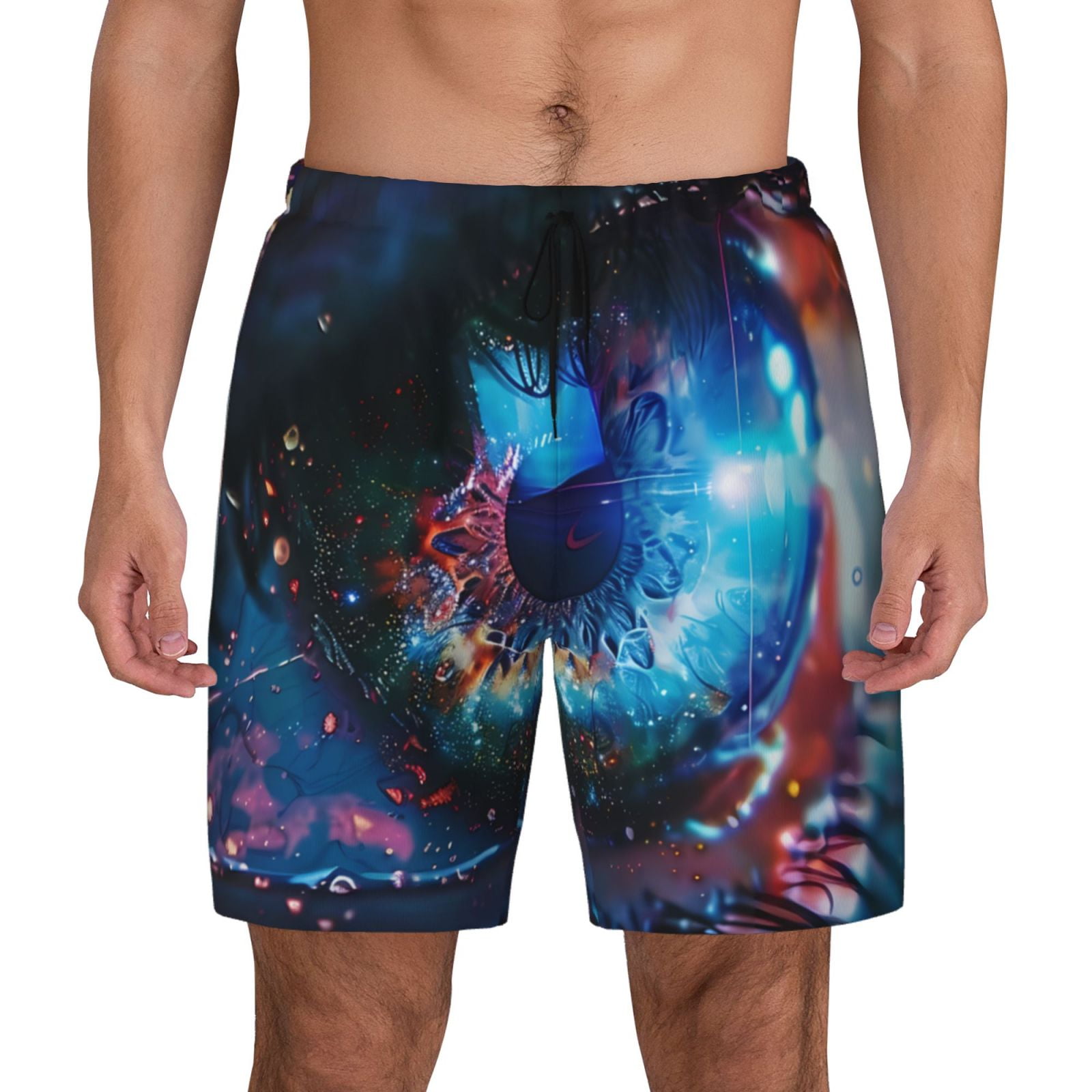 Lsque Mens Swim Trunks Modern Colorful Eyes Pattern Bathing Suit