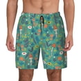 thumbnail image 1 of Lsque Mens Swim Trunks Mushrooms and Flowers Pattern - Bathing Suit Compression Liner - Beach Swim Shorts Swimwear - (S-3XL) - Stretch Quick Dry -Small, 1 of 9